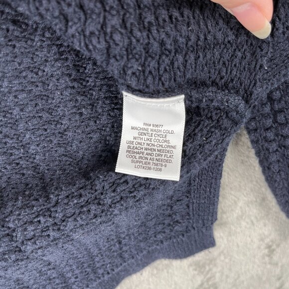 Liz Claiborne Chunky Knit V-Neck Sweater Women’s XLT Navy Preppy Academia Cozy - Picture 8 of 8